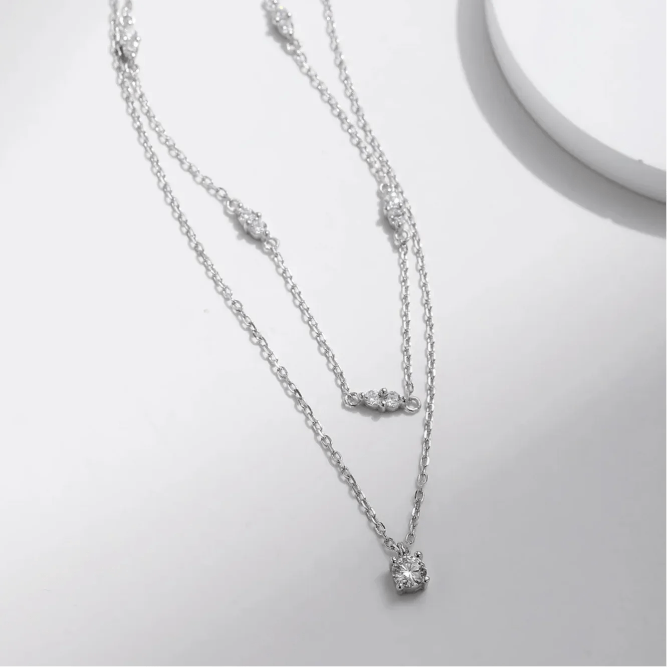 Moissanite Duet Necklace - Cleora
