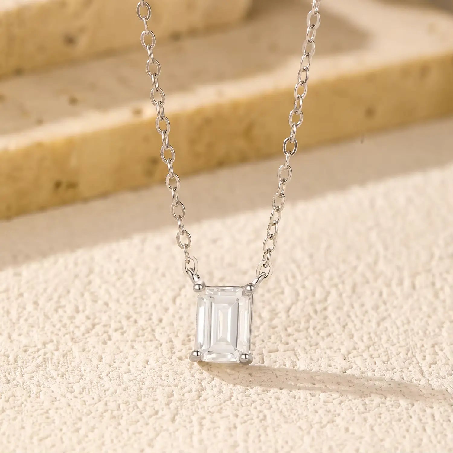 Moissanite 1ct Emerald Necklace - Cleora