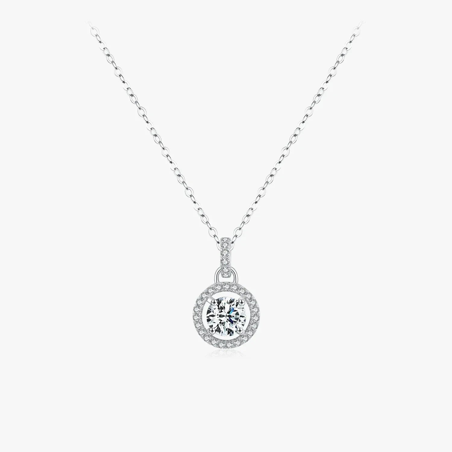 Moissanite Halo Necklace - Cleora
