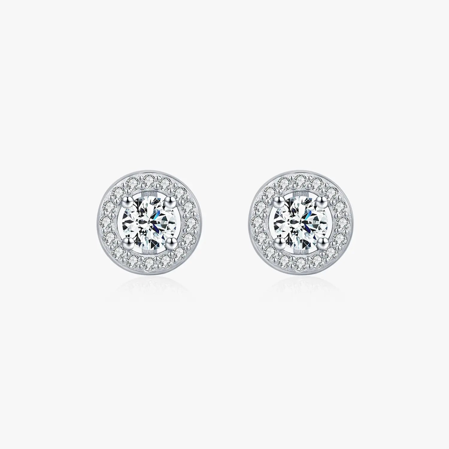 Classic Halo Moissanite Stud Earrings - Cleora