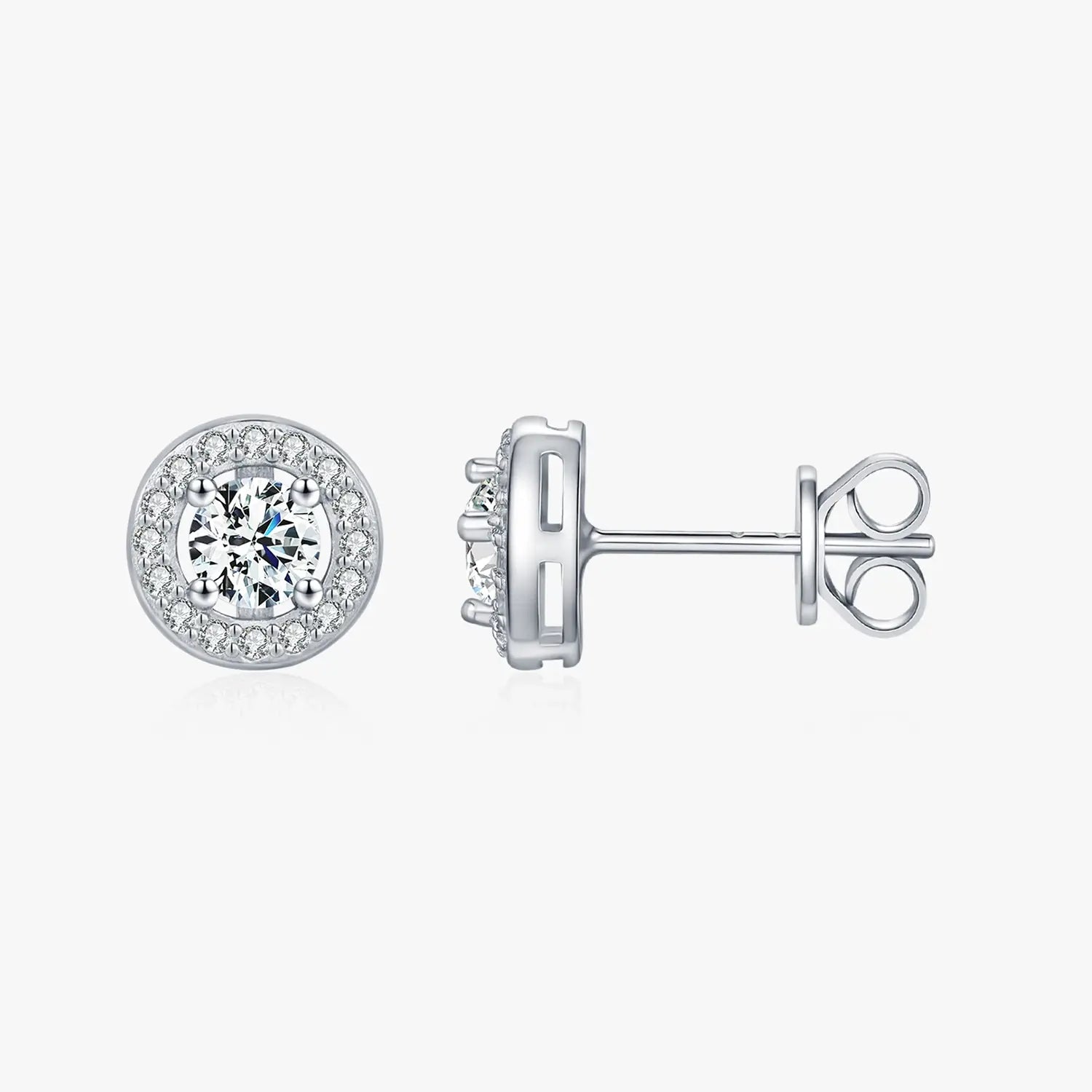Moissanite Halo Studs - Cleora