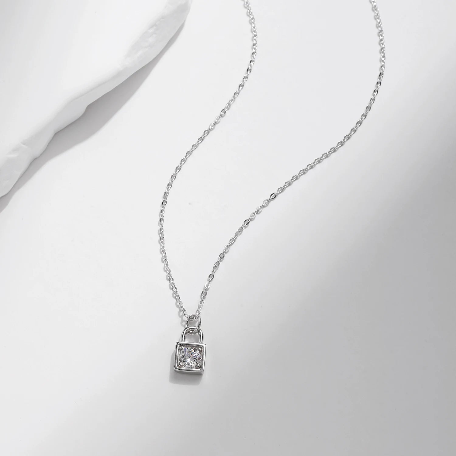 Moissanite Lock Necklace - Cleora