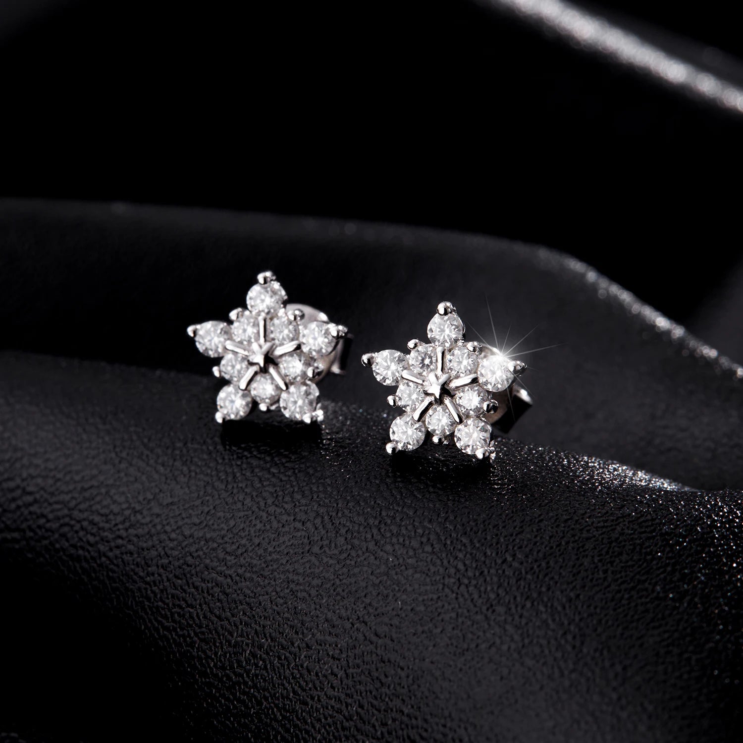Moissanite Snowflake Studs - Cleora