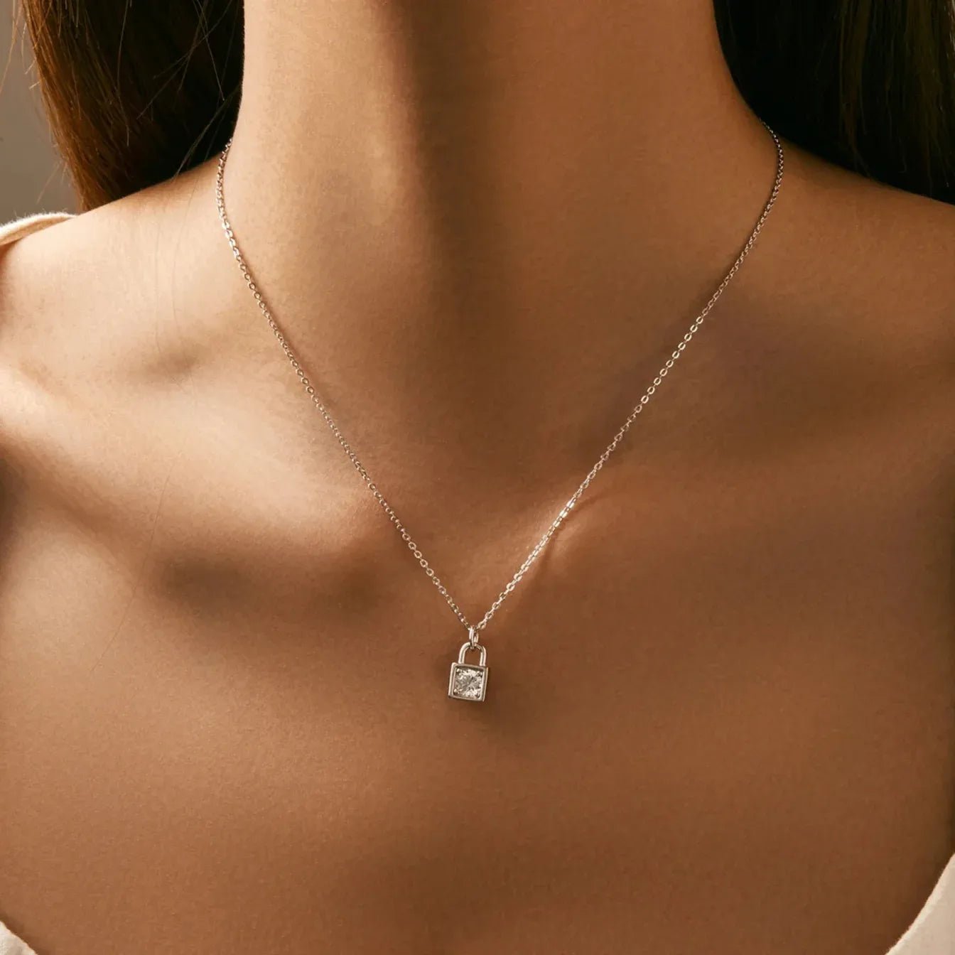 Moissanite Lock Necklace - Cleora
