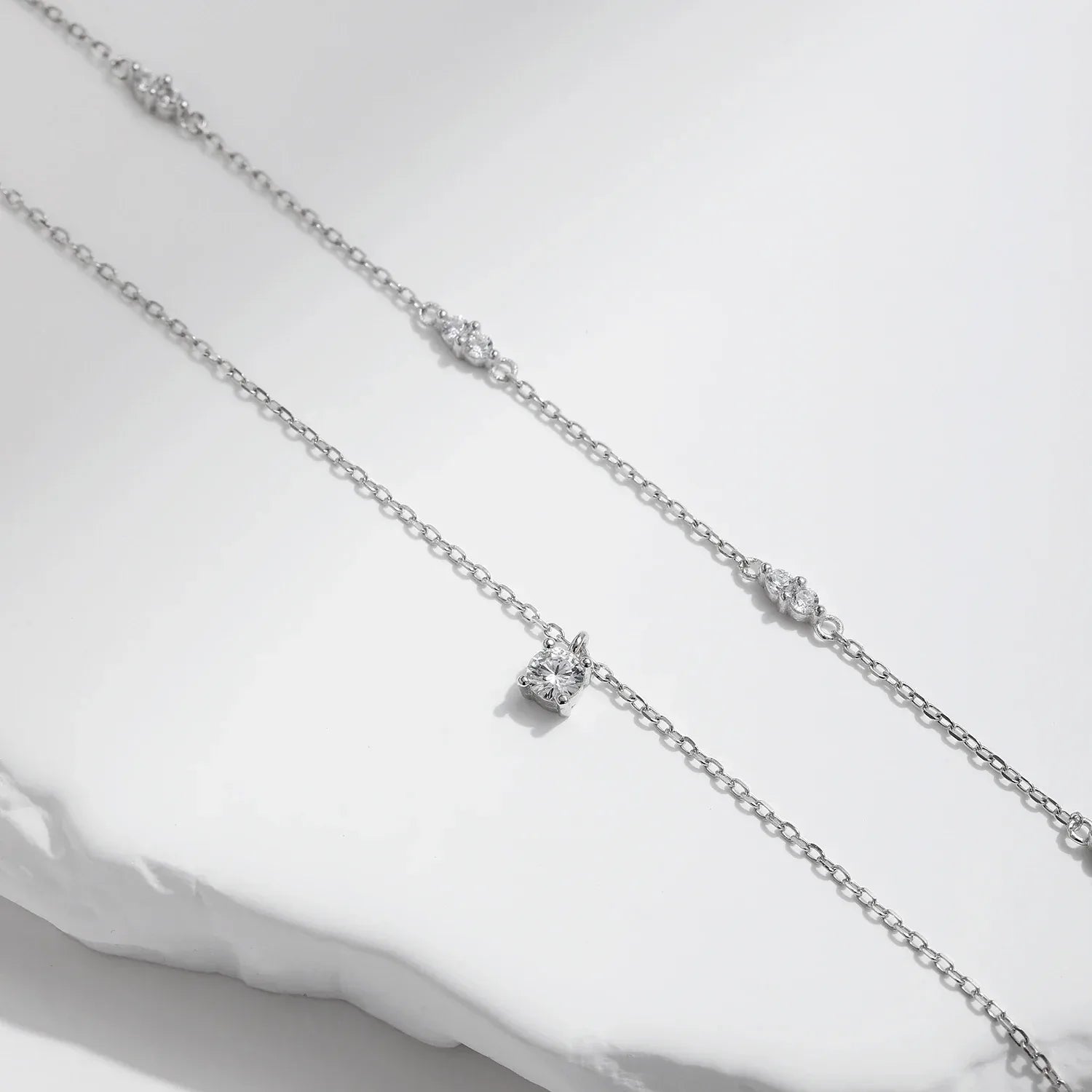 Moissanite Duet Necklace - Cleora